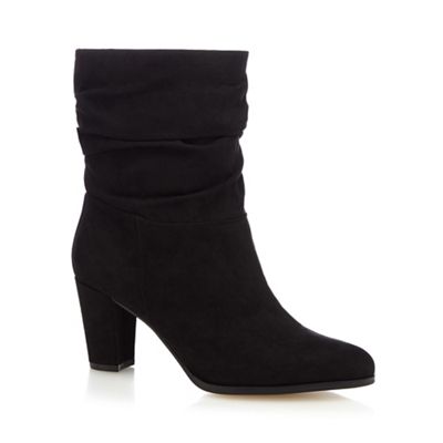 The Collection Black ruched trim mid calf boots